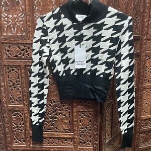 Unique Vintage Monochrome Houndstooth Hoodie